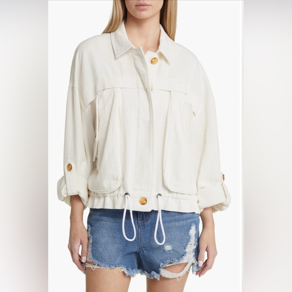 BlankNYC White Cotton & Linen Utility Jacket - Picture 3 of 14